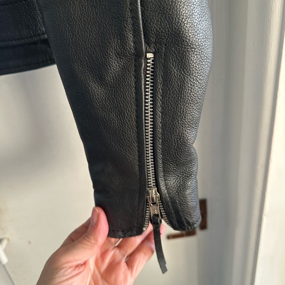 Black Leather Biker Jacket - Picture 3 of 6